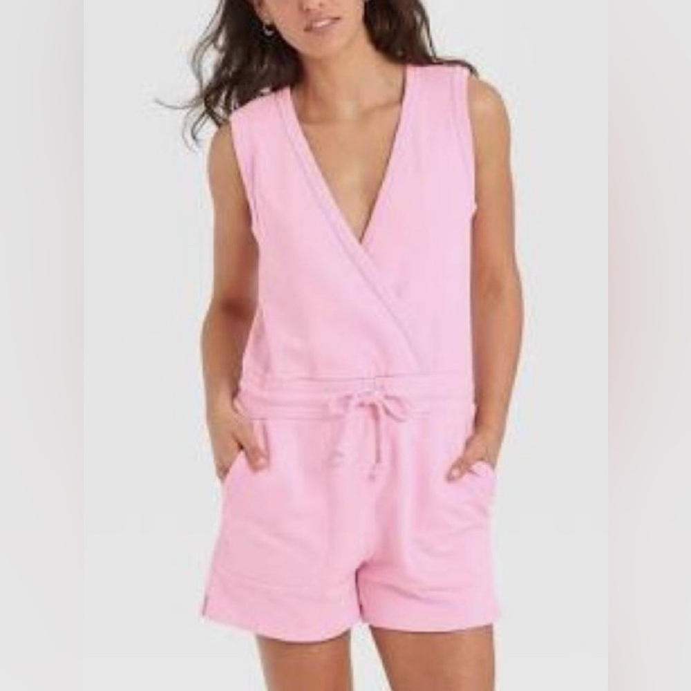 Universal Thread Target Pink Knit Romper V Neck Drawstring Waist, size XL, NWOT